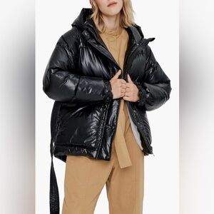Noize belted oversized hooded puffer coat